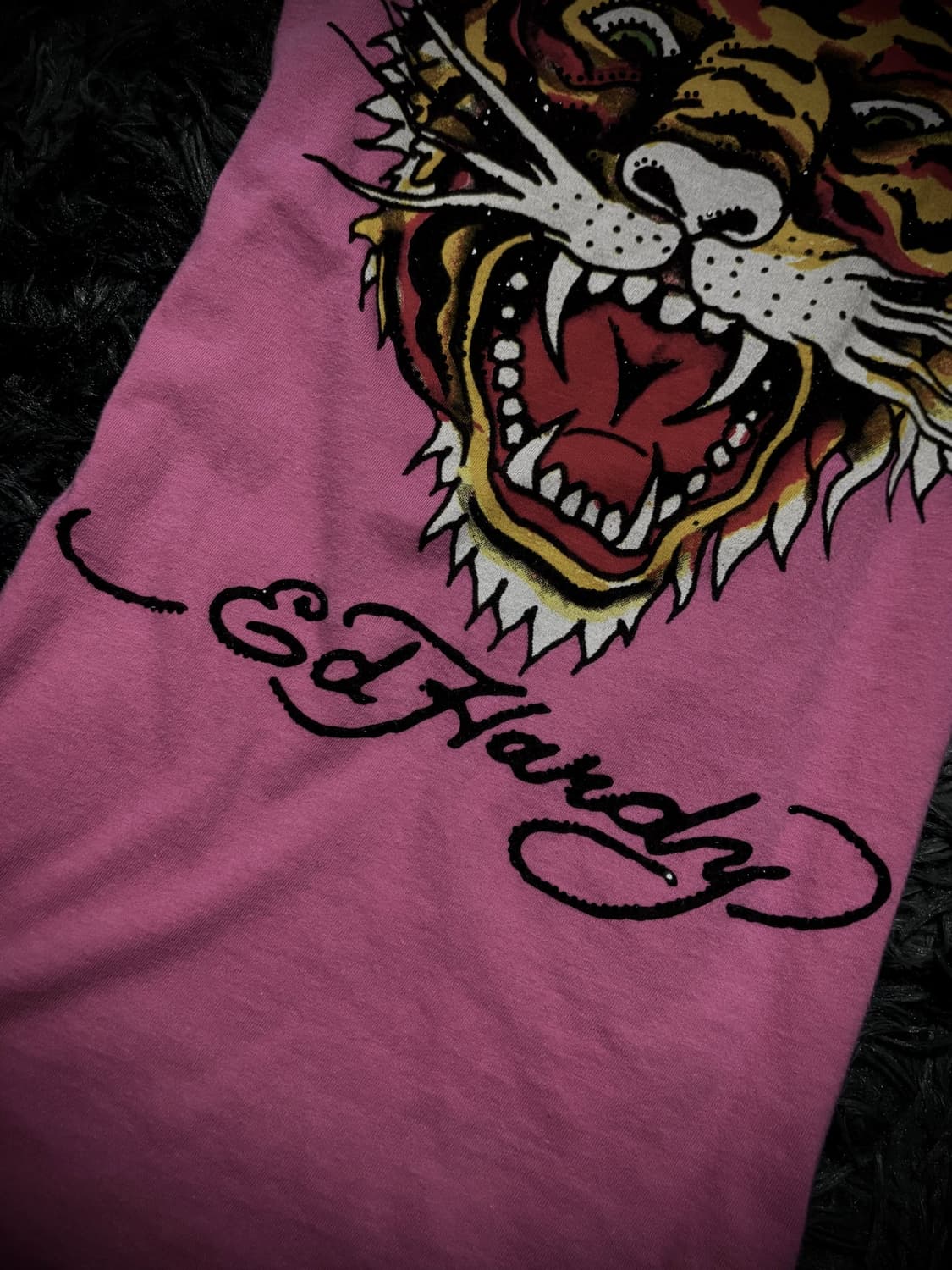 Ed Hardy 타이거 큐빅 레터링 핑크 반팔 티셔츠 상품이미지6