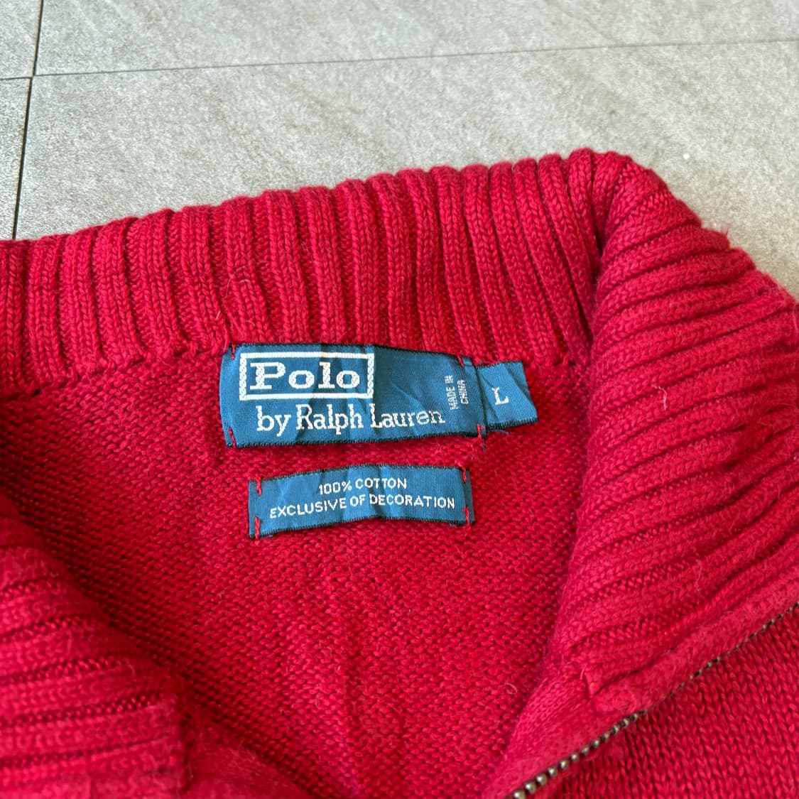 폴로 정품 레드 해비 코튼 반집업 니트 상품이미지5