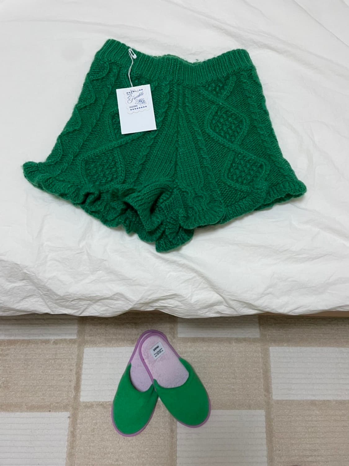 프레클 연말룩 크리스마스 꽈배기 니트숏팬츠 상품이미지6