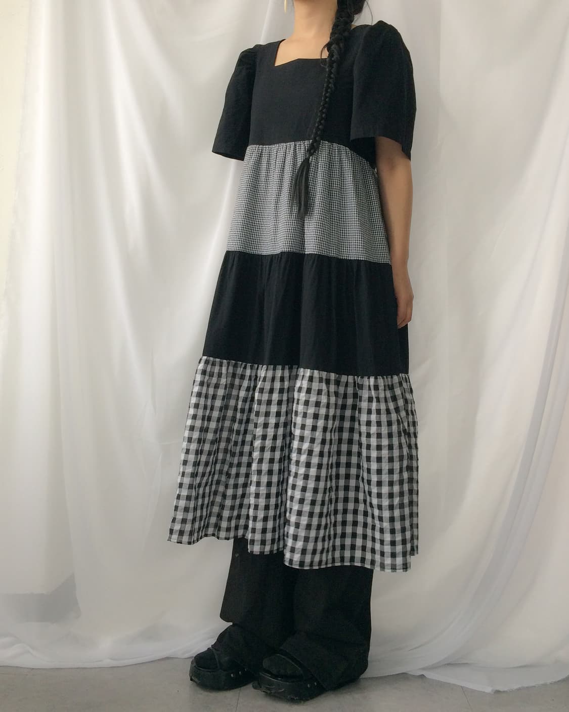 Check pattern mixed layer onepiece 상품이미지6