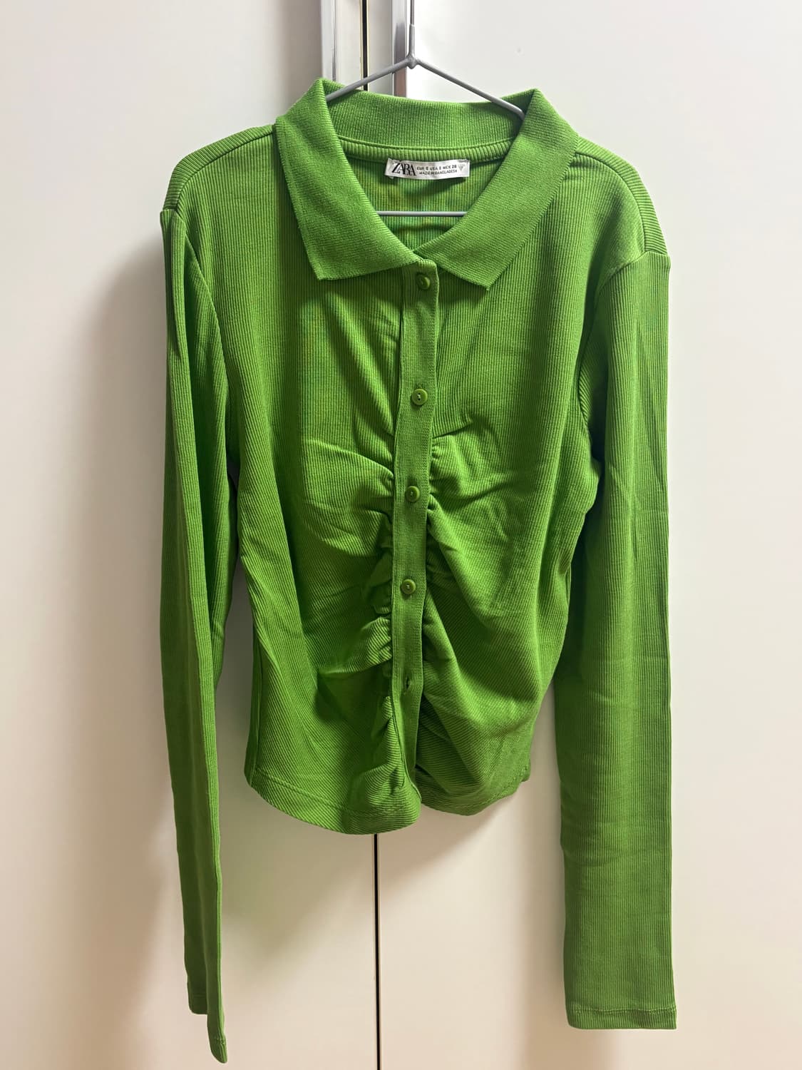 zara 셔링 카라 크롭 긴팔 티셔츠 상품이미지2