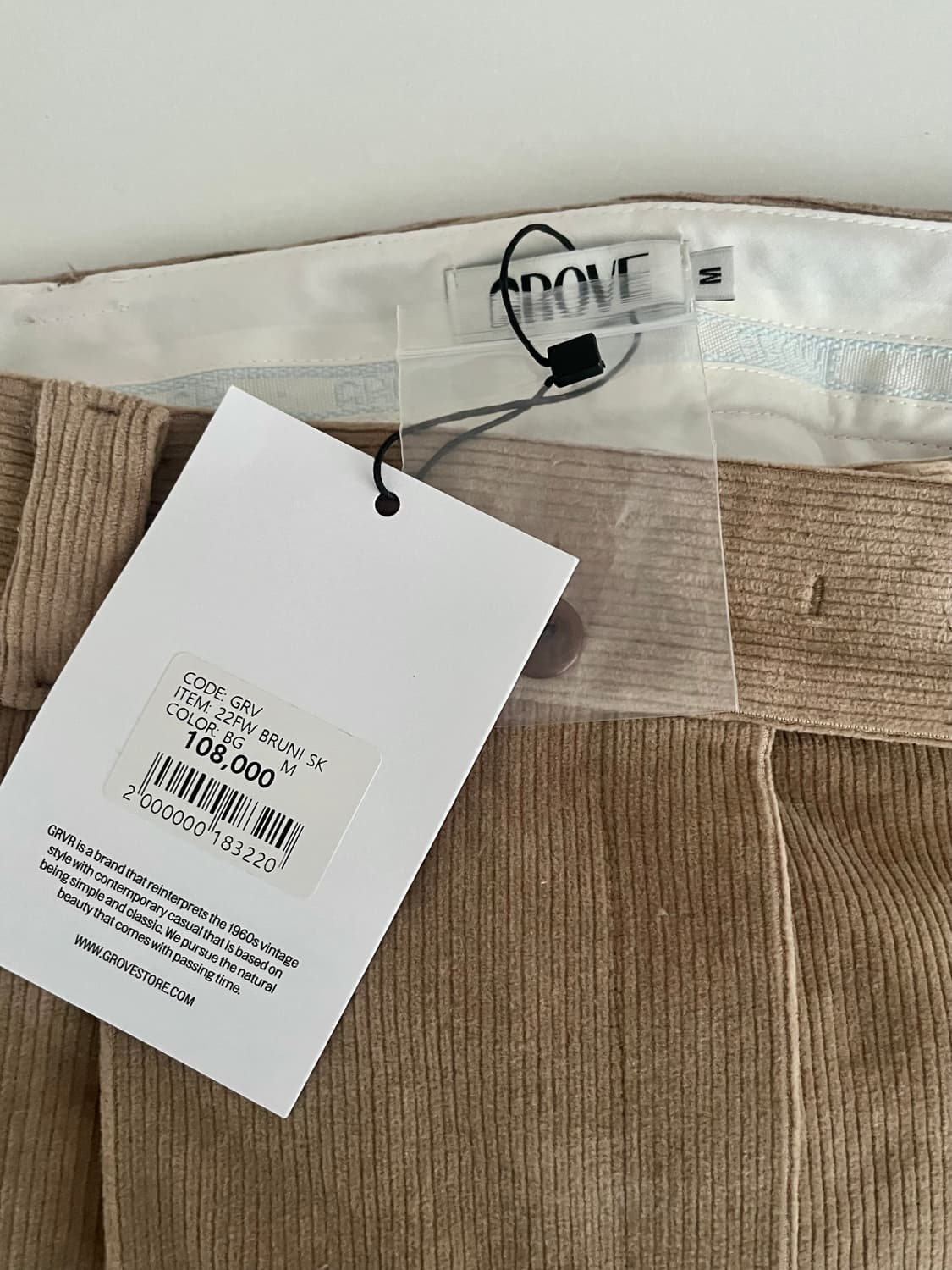 M) 새상품 그로브 코듀로이 플리츠 스커트 베이지 상품이미지4