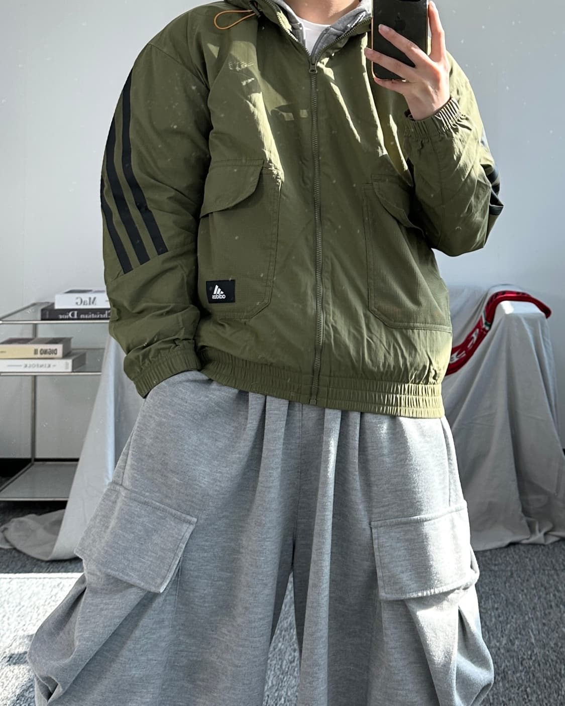 아디다스 FI 우븐 카키 바람막이 M 상품이미지3