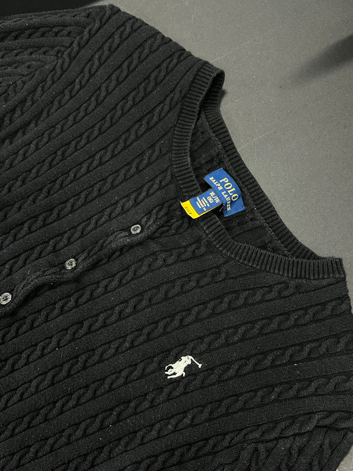 폴로 니트 u넥 가디건 블랙 상품이미지3