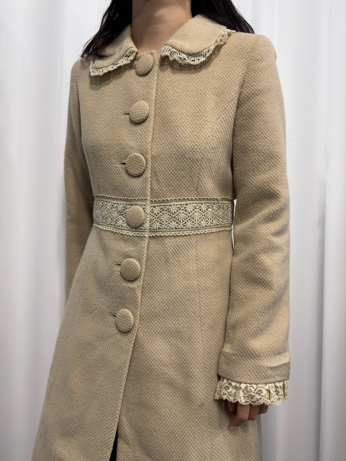 lace detail button wool coat 상품이미지3