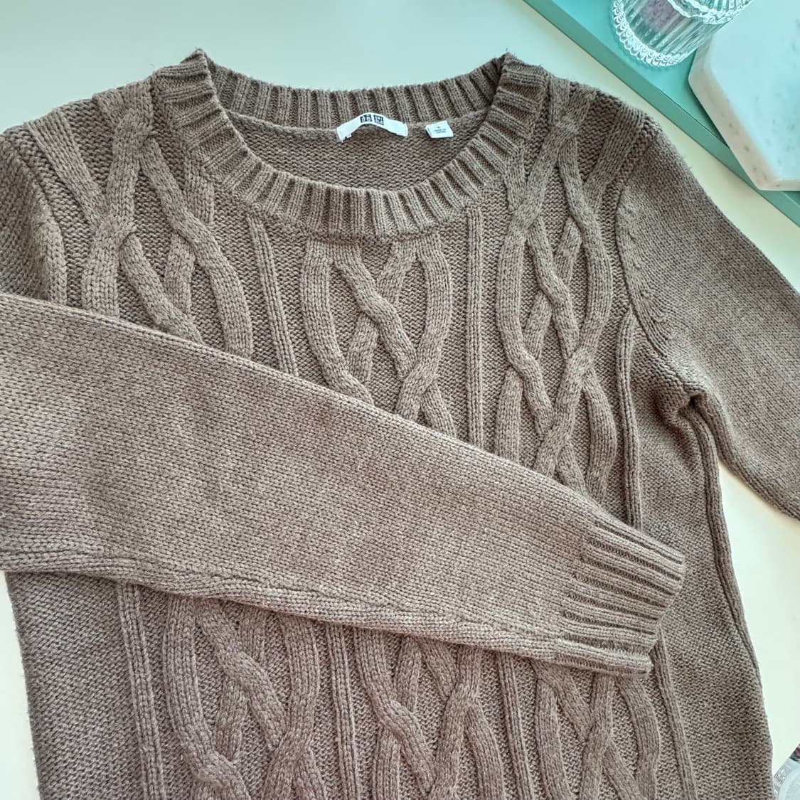 유니클로 베이지브라운 케이블 니트 S 상품이미지3