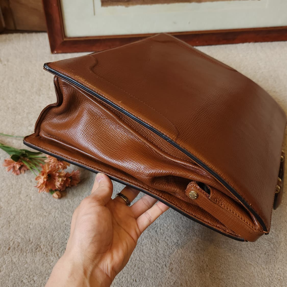 90s 버버리 브리프케이스 닥터백 카우하이드 서류가방 브라운 상품이미지4