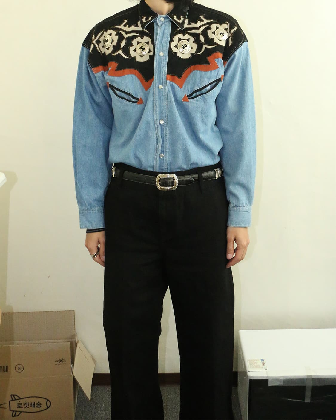 90s 빈티지 데님 콘초 웨스턴 셔츠  상품이미지1