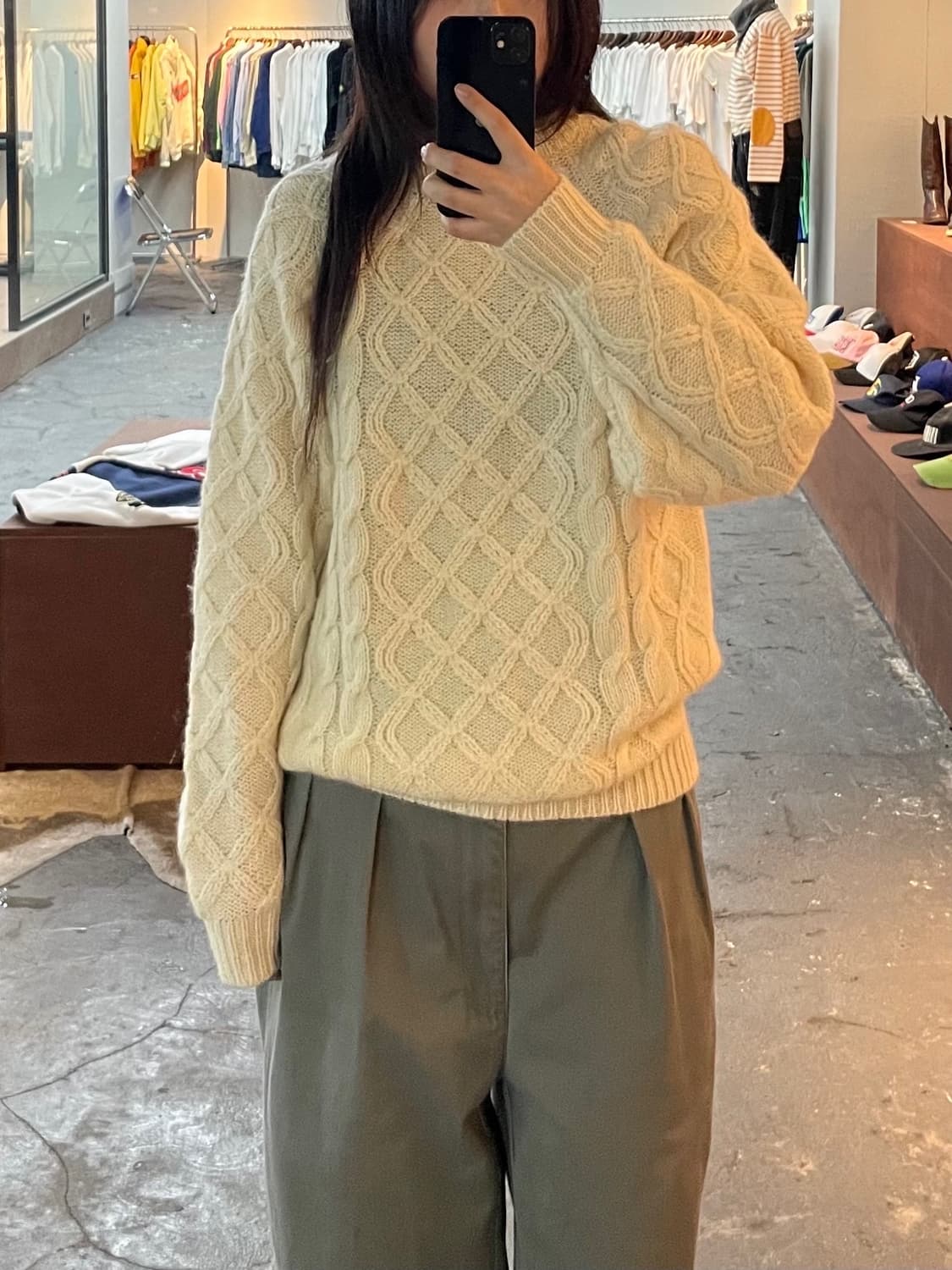 빈티지 아이보리 꽈배기 니트 H491 상품이미지1