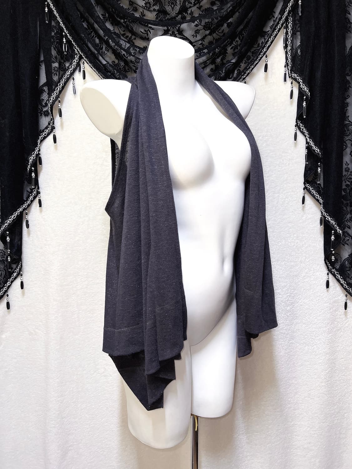 오리엔탈 드레이프 언발 레이어드 조끼 베스트 가디건 로브 페어리그런지 상품이미지3