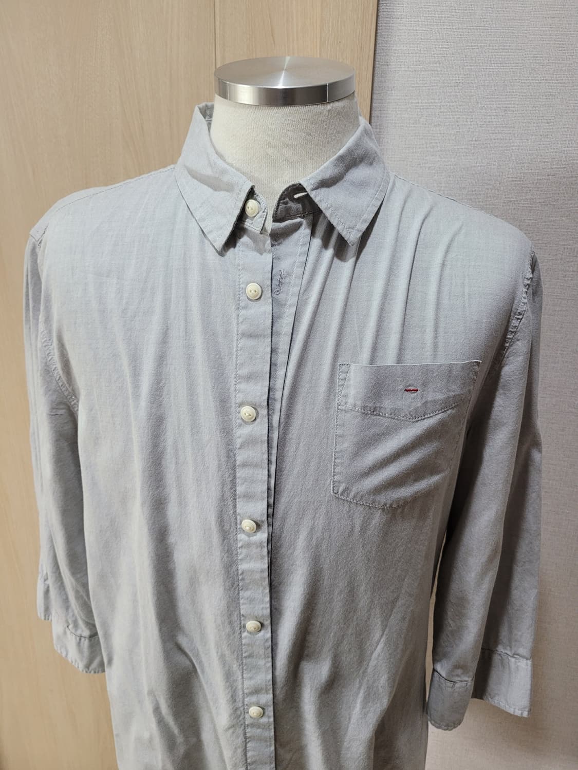 UGIZ 남자 면 7부 셔츠 100 라이트그레이 상품이미지2