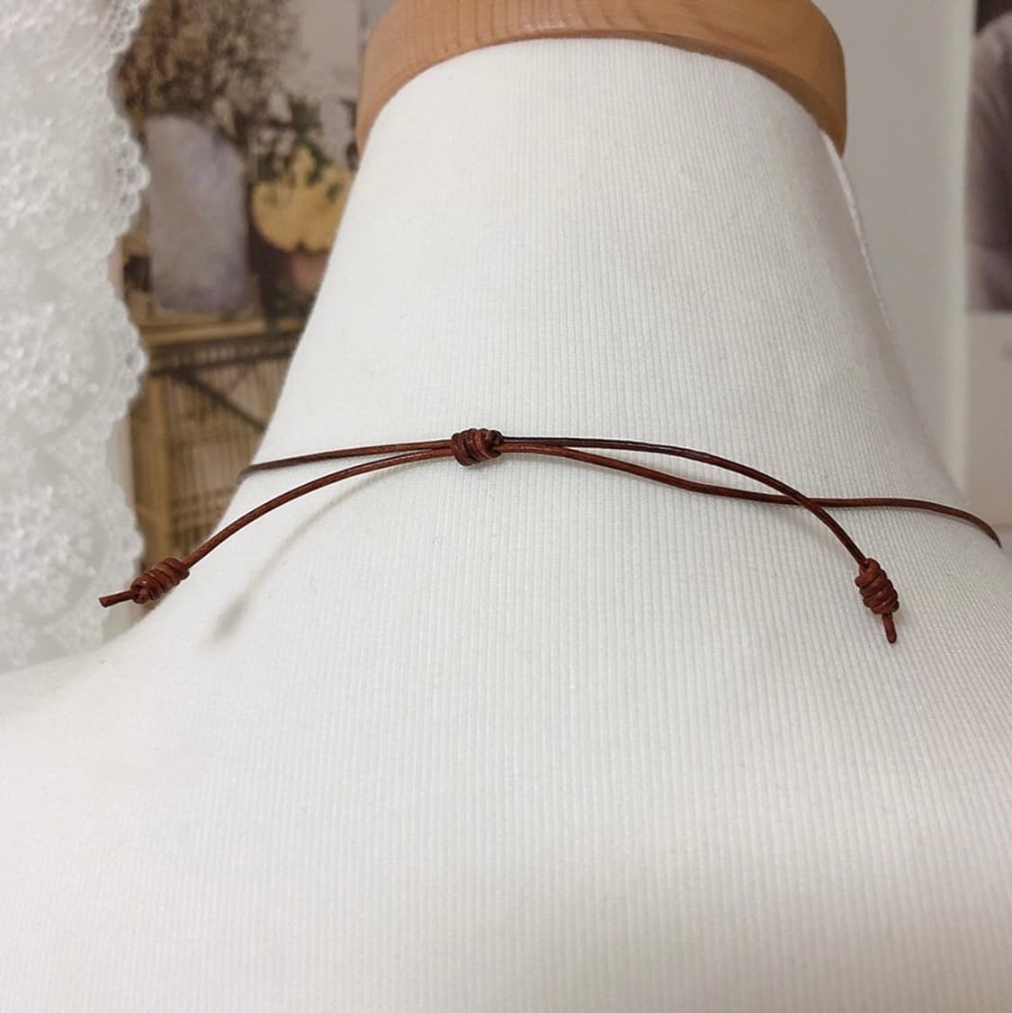 실버925 링 펜던트 우드끈 목걸이 상품이미지4