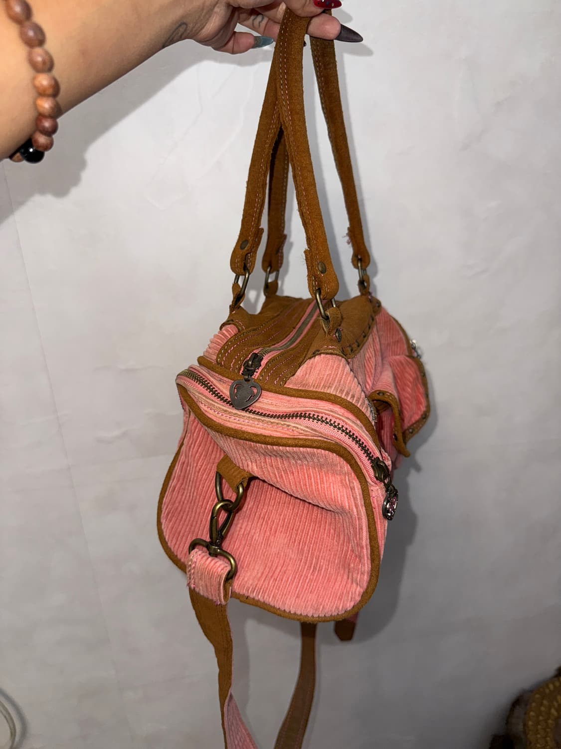 BanilaB pink brown western corduroy 투웨이백 상품이미지4