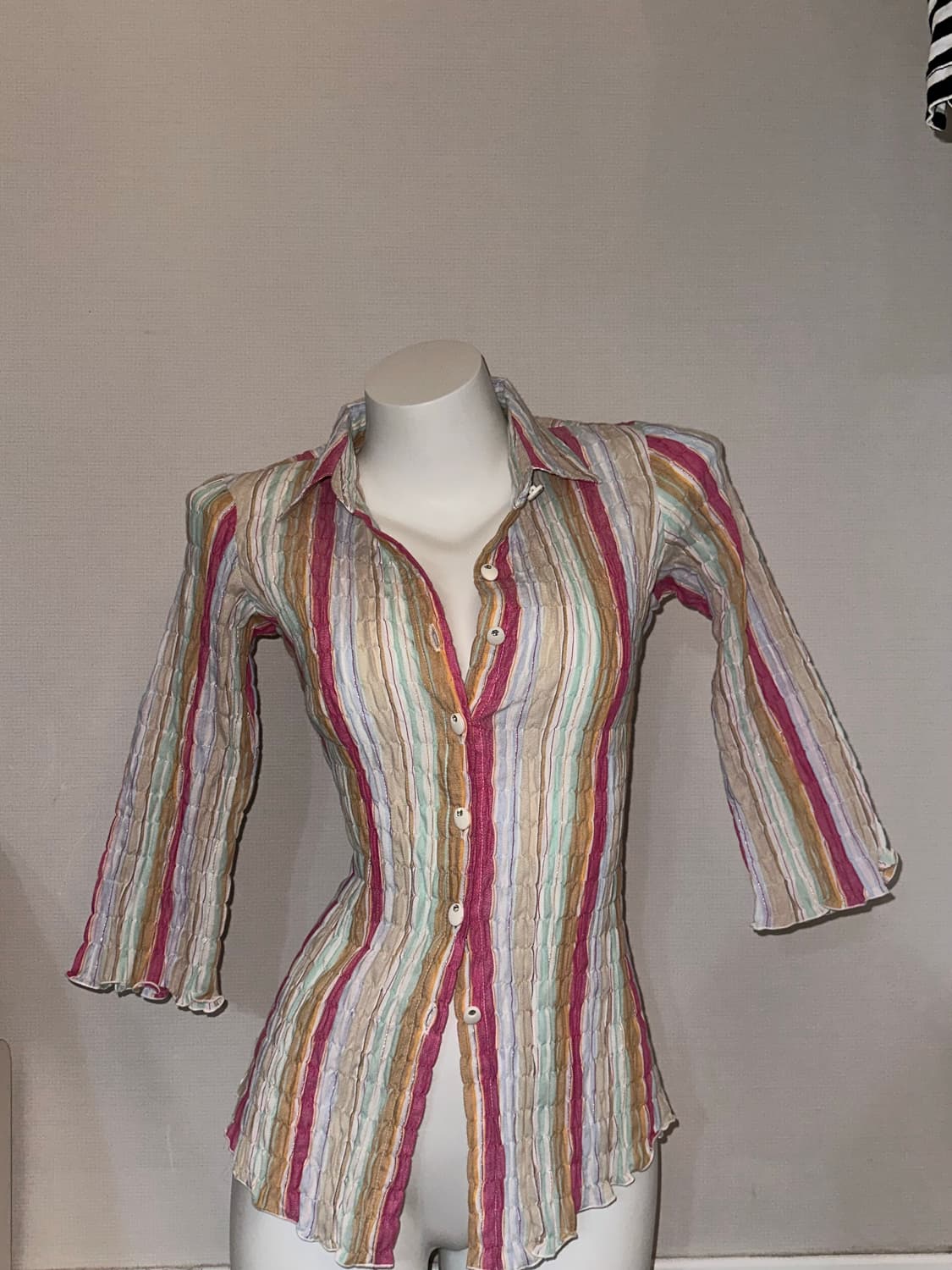 빈티지 스트라이프 슬림핏 7부 셔츠 상품이미지2