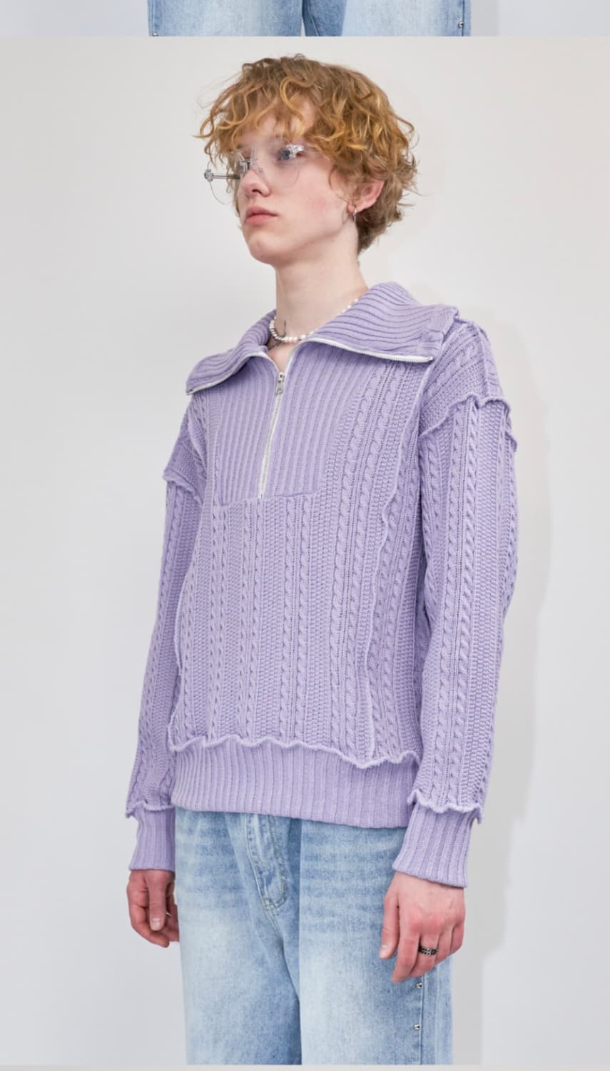 [레씨토] ZIP-UP COLLAR CABLE KNIT(ONE SZ) 상품이미지2