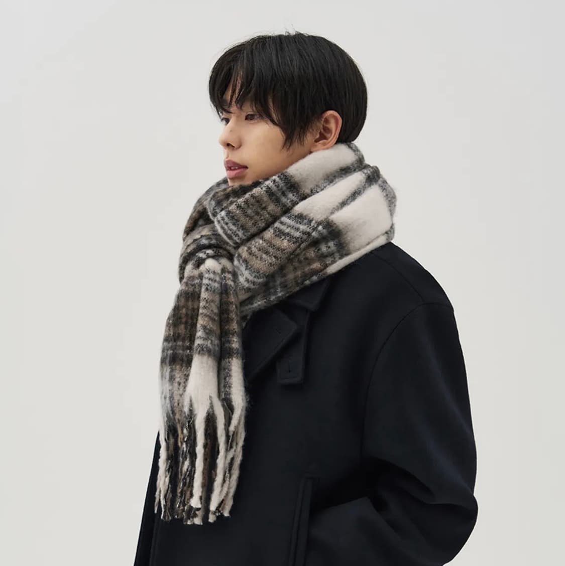 [새상품] 아워데이즈 브러쉬 롱 체크 머플러 상품이미지1