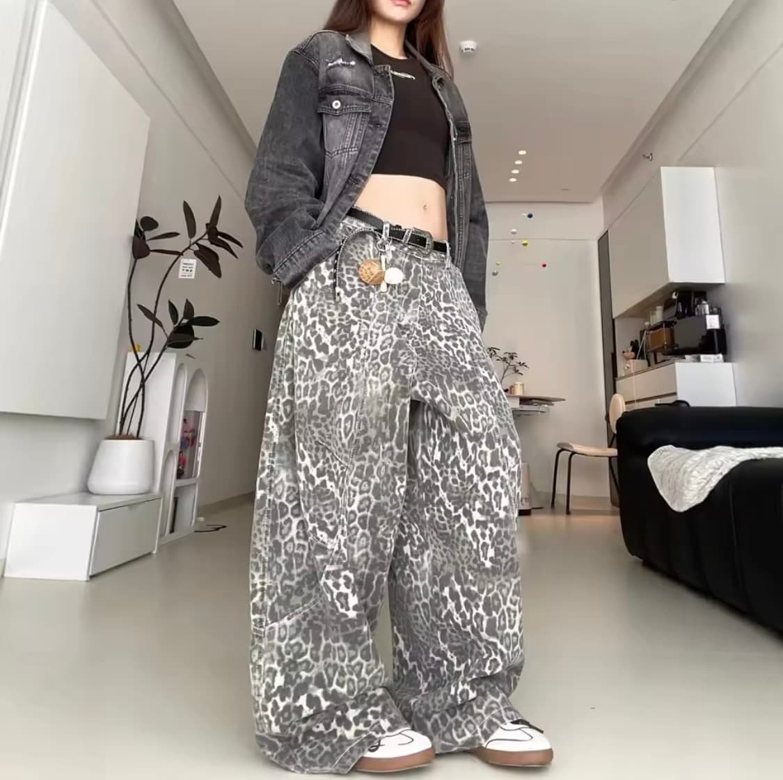 레오파드 와이드 팬츠 상품이미지2