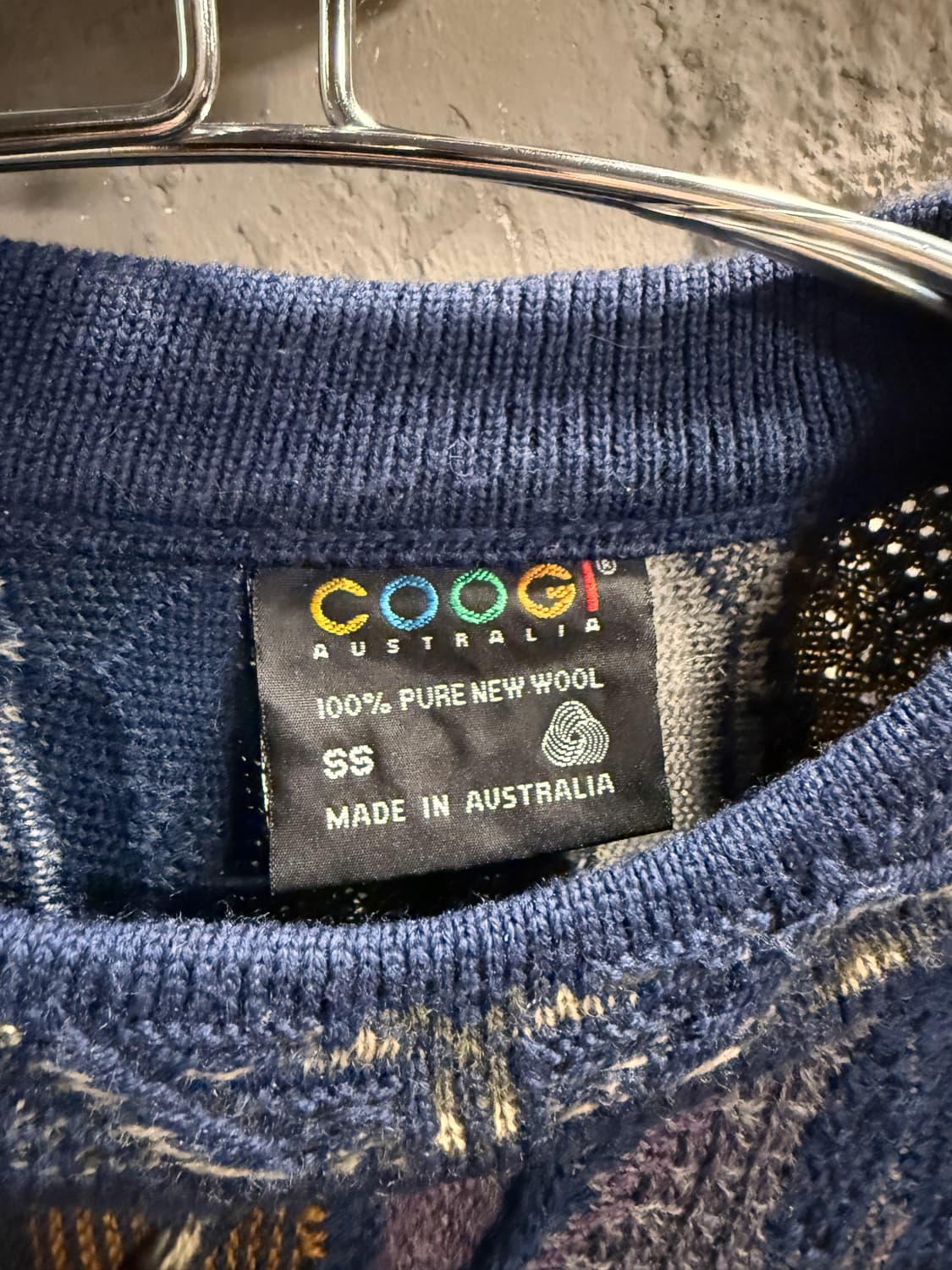 쿠지 COOGI 3D 멀티 패턴 울 니트 블루 S(95-100) 상품이미지4