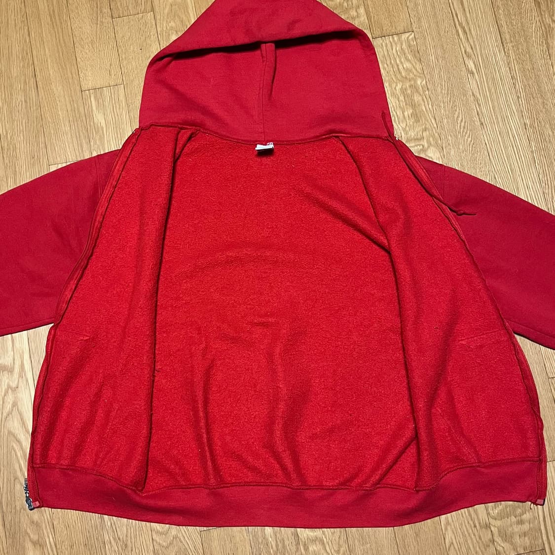 [L] 90s USA 빈티지 러셀 후드집업 레드 상품이미지2