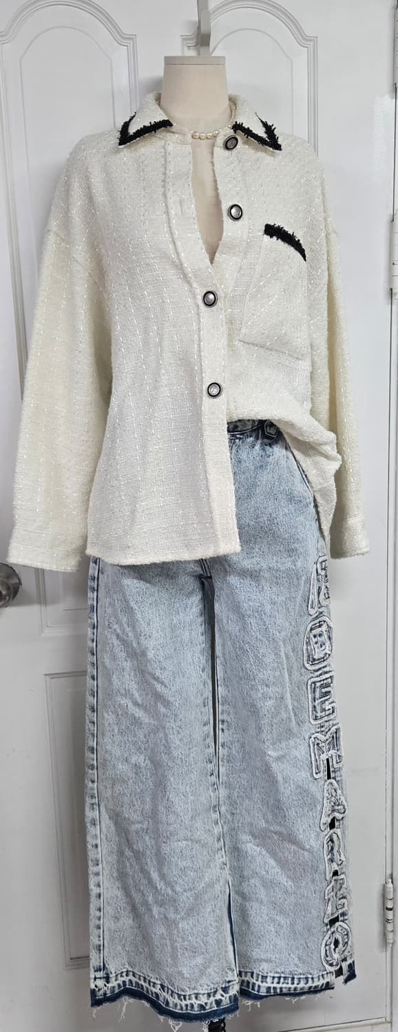 13DE MARZO 트위드 셔츠 데님팬츠 상품이미지1