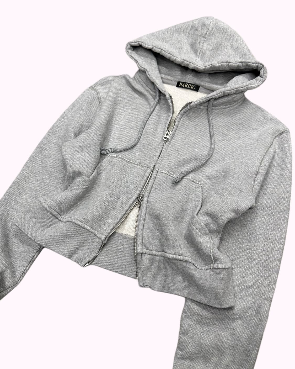 grey crop hood zip-up 상품이미지2