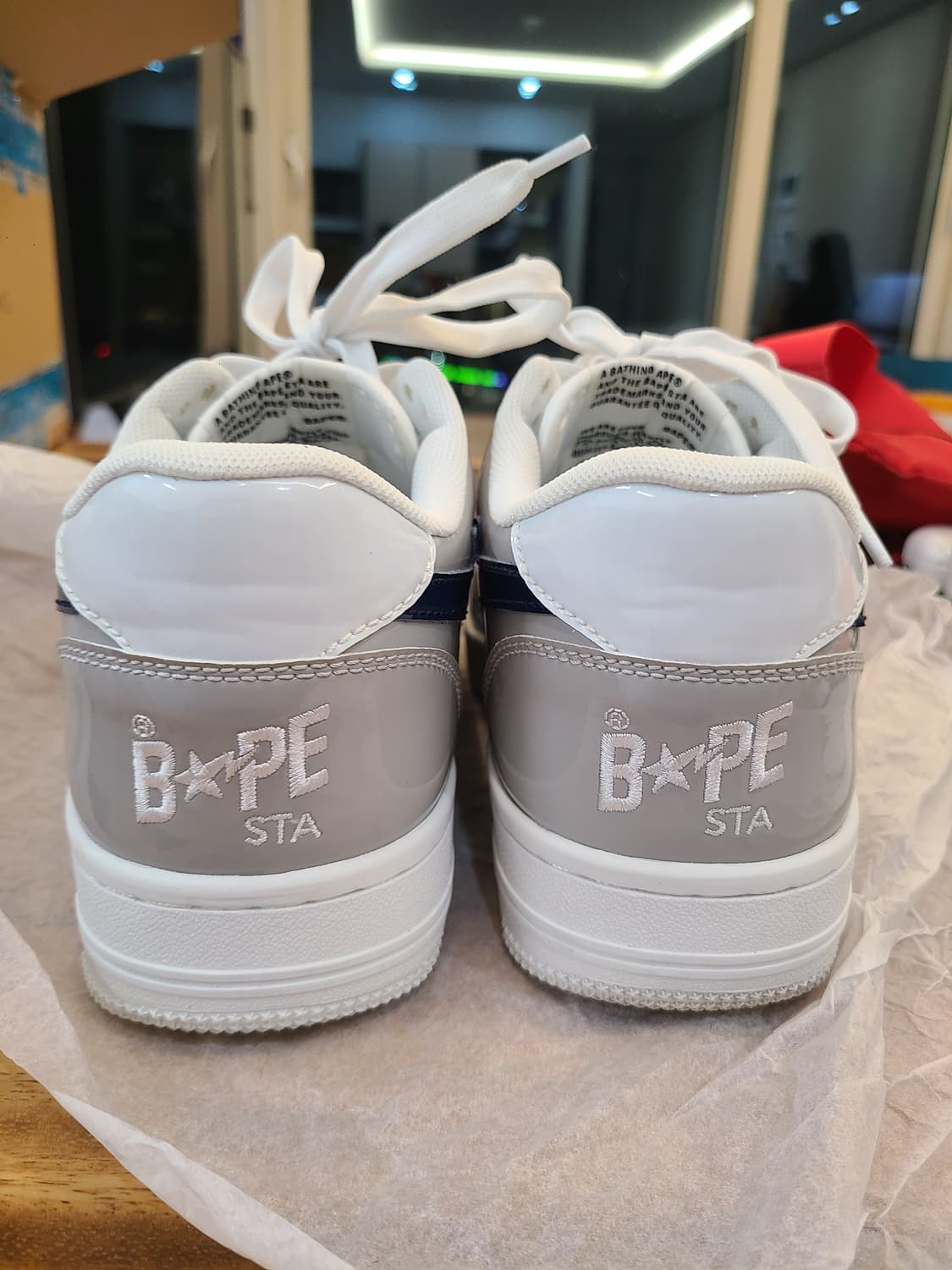 (250) 국내 유일 베이프스타 1회착 화이트 그레이 네이비 상품이미지7