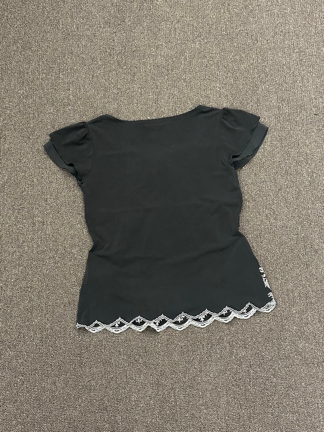 M)Japanese vintage 화이트 자수 디테일 반팔 블라우스 상품이미지6
