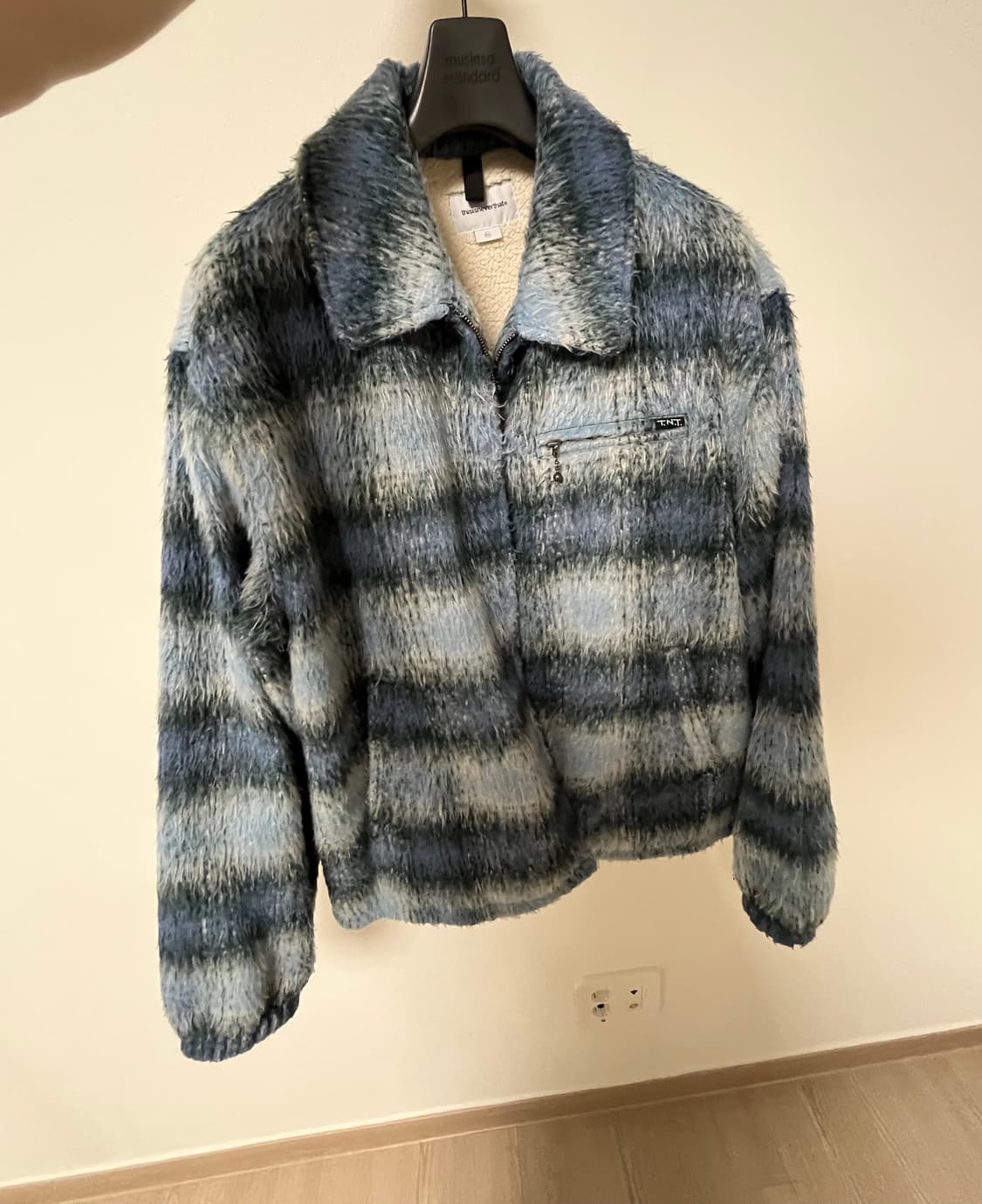 디스이즈네버댓 브러쉬드 체크 재킷 블루 XL 팝니다 상품이미지3