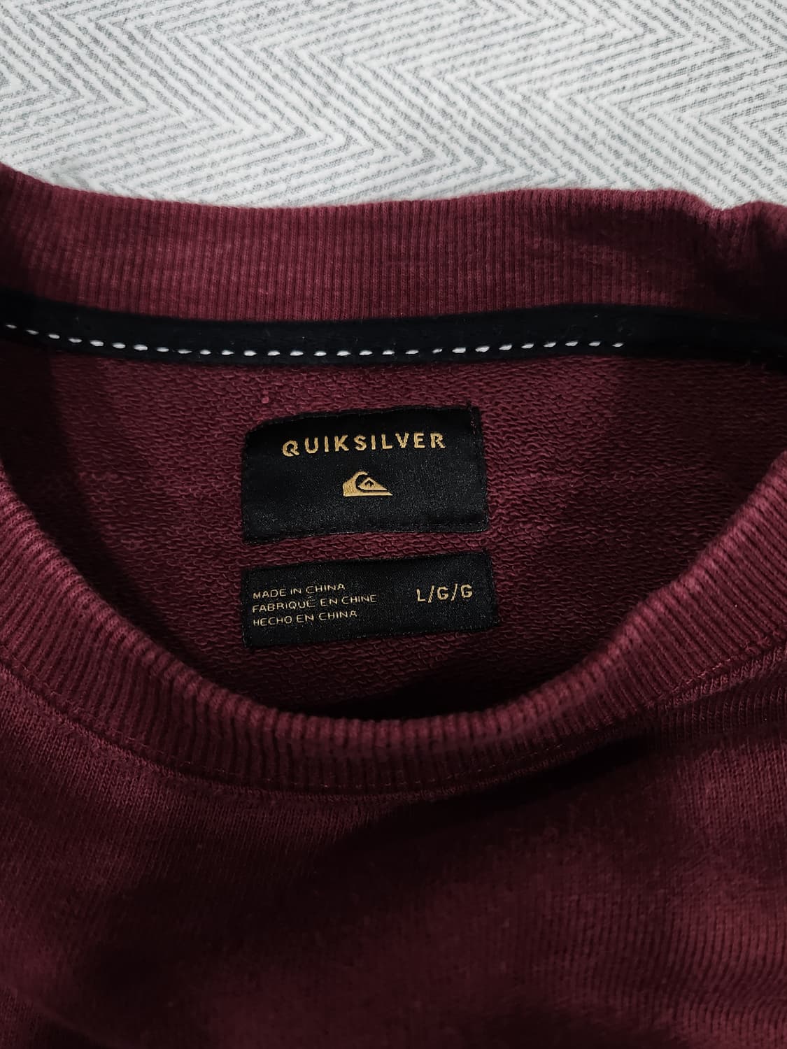 퀵실버 맨투맨 버건디 남녀공용 100사이즈 상품이미지5