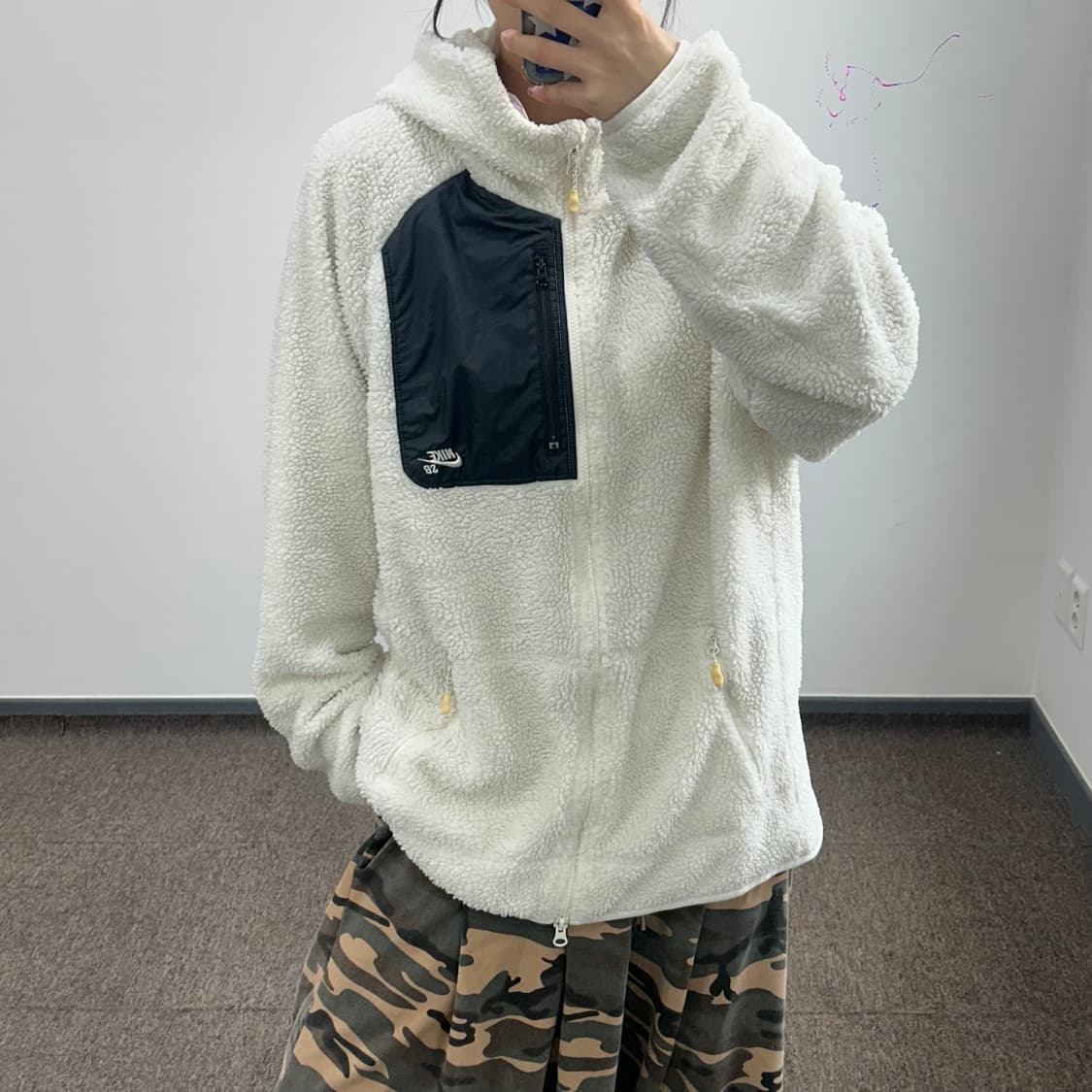 Nike 나이키 아이보리 2-way 후리스 후드집업 상품이미지1