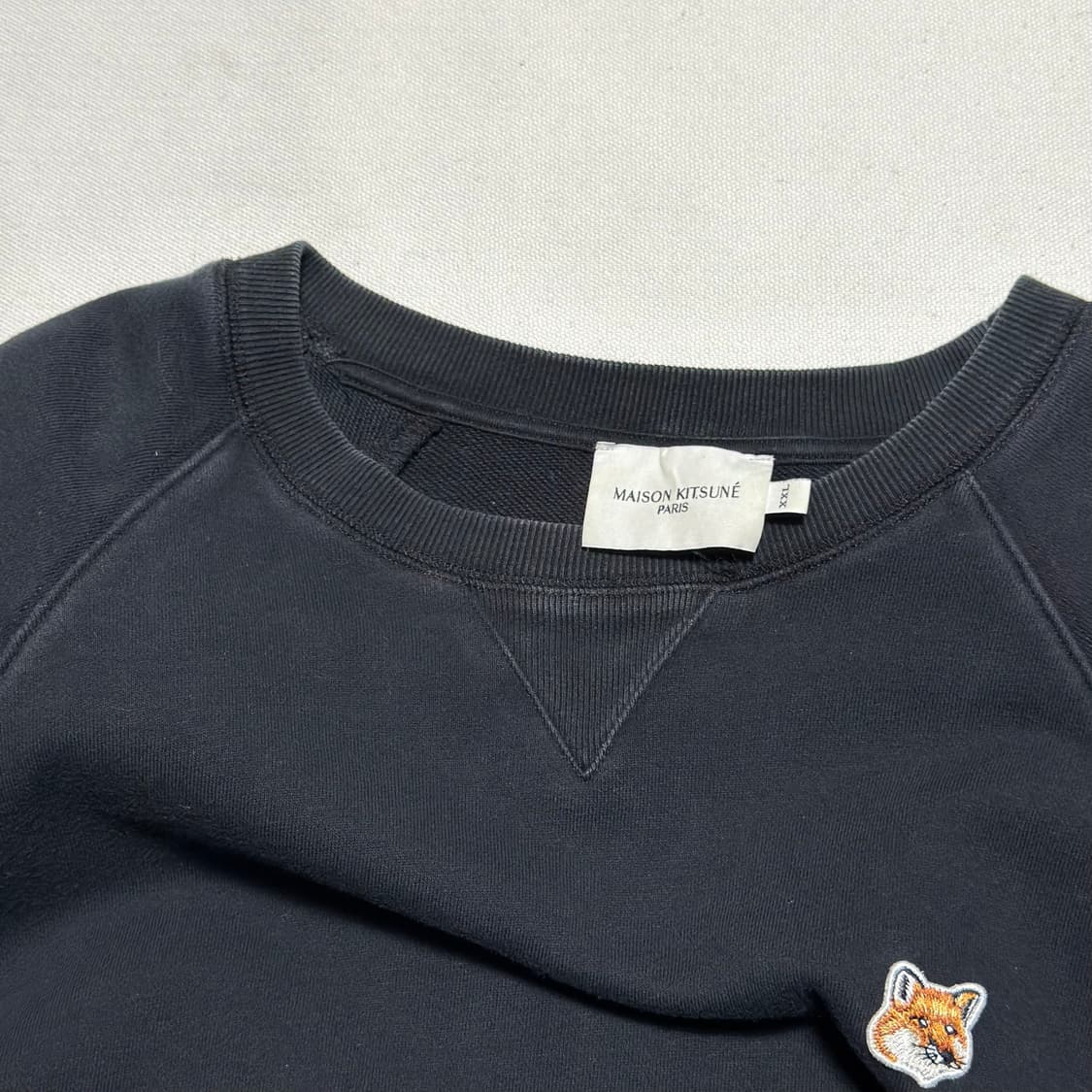 XXL 메종키츠네 폭스 헤드 패치 블랙 맨투맨 상품이미지6