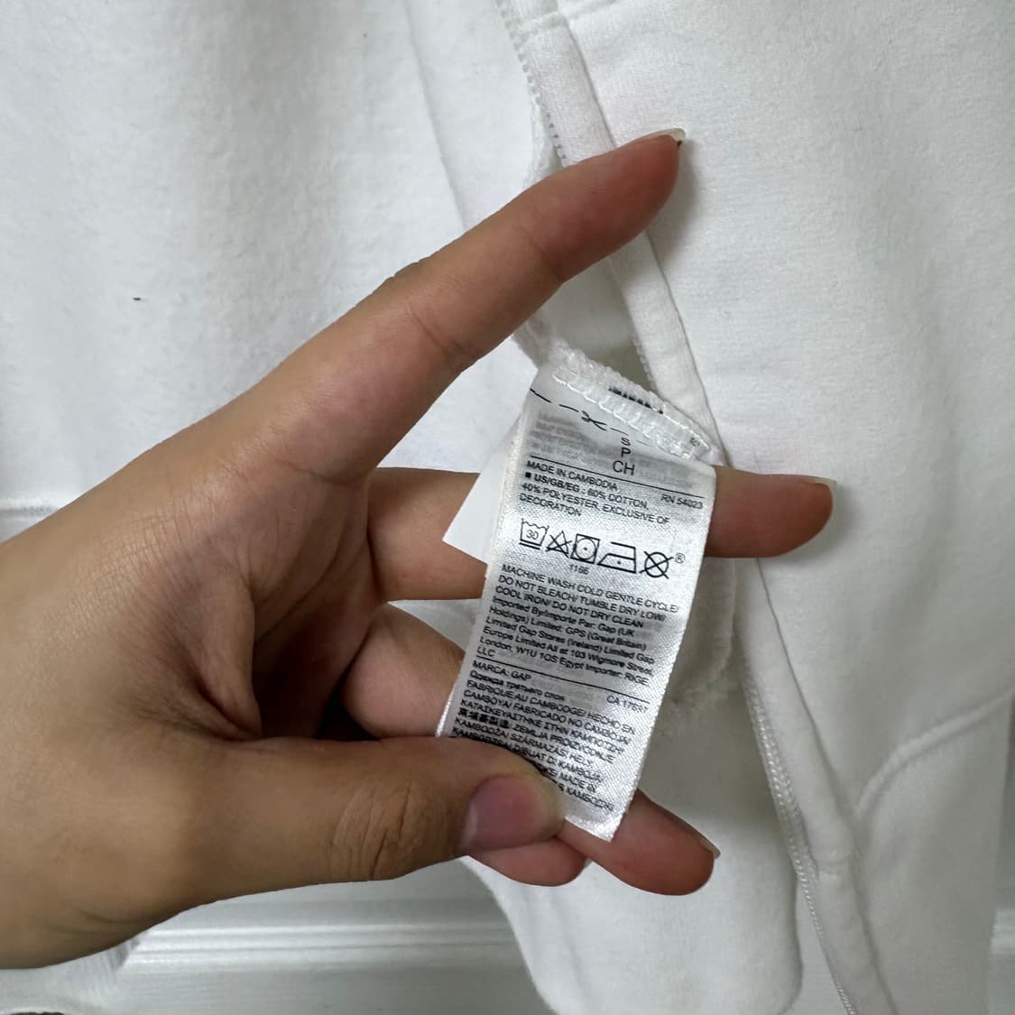 GAP 화이트 딱붙 후드집업 s(상태 최상) 상품이미지4