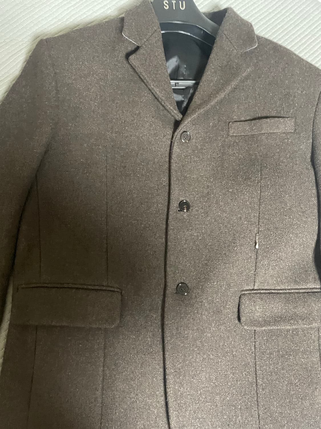 STU 19fw 헤비 울 블레이저 브라운 상품이미지2