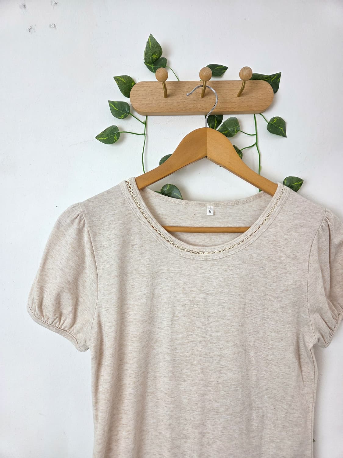 오트밀 반팔 탑 상품이미지2