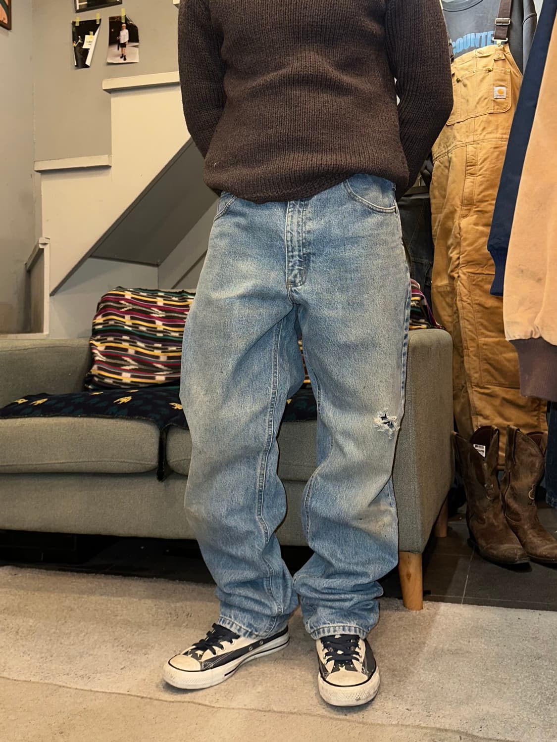 00’s Carhartt cracked washed denim pants 상품이미지1