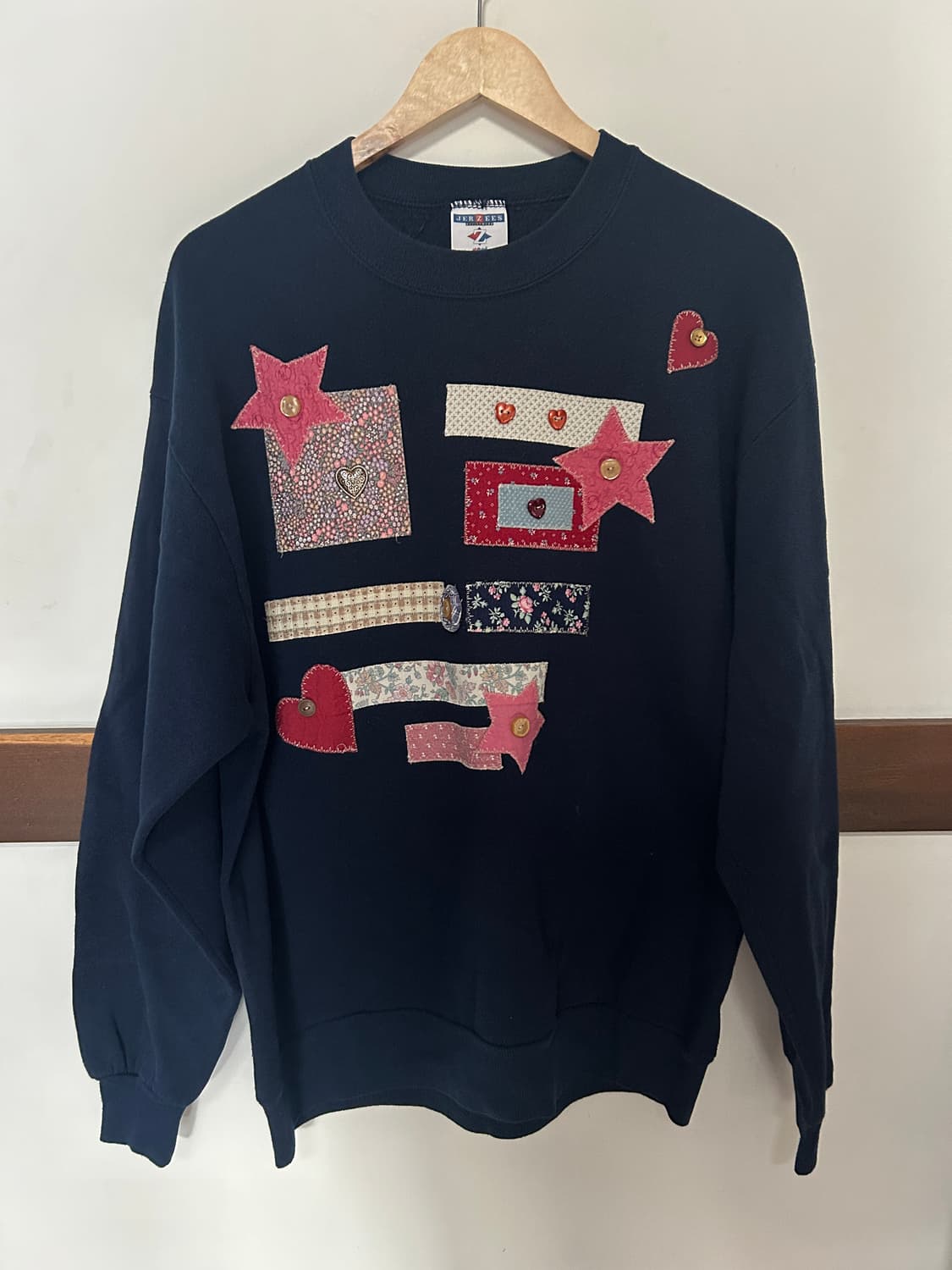 Jerzees 단추 패치워크 맨투맨 상품이미지1