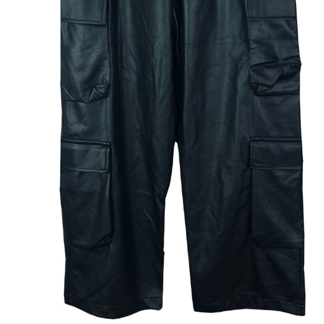 [엘이이와이] 몰티 포켓 와이드 레더 카고 팬츠 블랙 M17731 상품이미지5