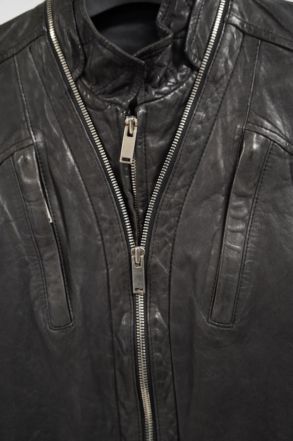 [N][95]그레이 베지터블 램스킨 워싱 레더자켓 상품이미지3