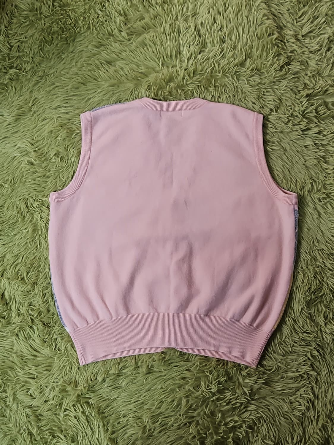 블랙앤화이트 아가일 울 니트 조끼 LL 상품이미지5