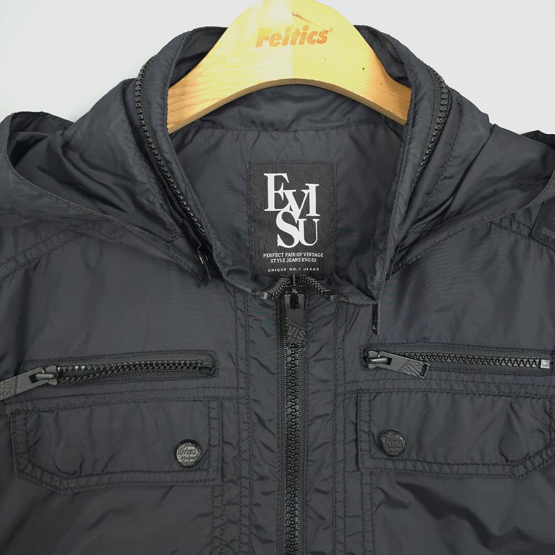 에비수 EVISU 후드 포켓 집업 블랙 M 상품이미지2