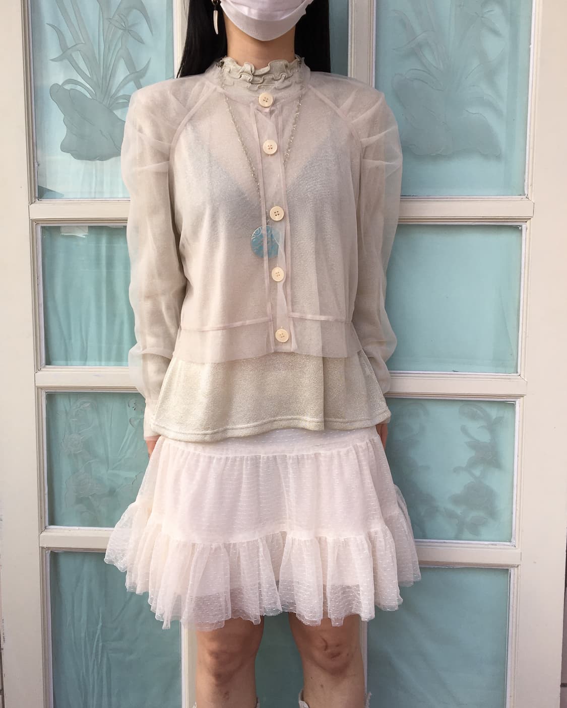 See through mesh cardigan 상품이미지1