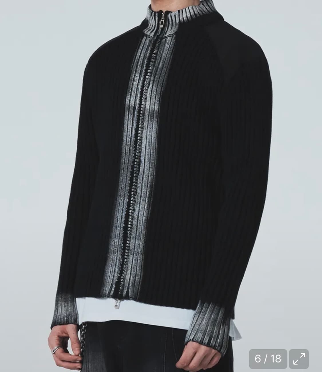 메종미네드 블랙 니트 집업 가디건 (m) 상품이미지4