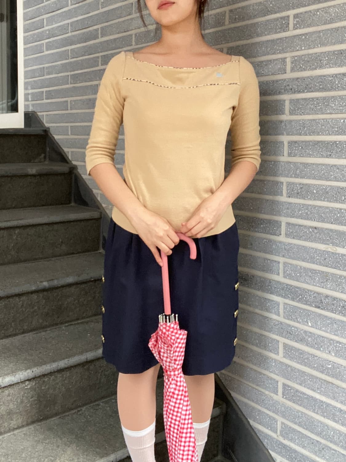 버버리 보트넥 5부 티셔츠 상품이미지1