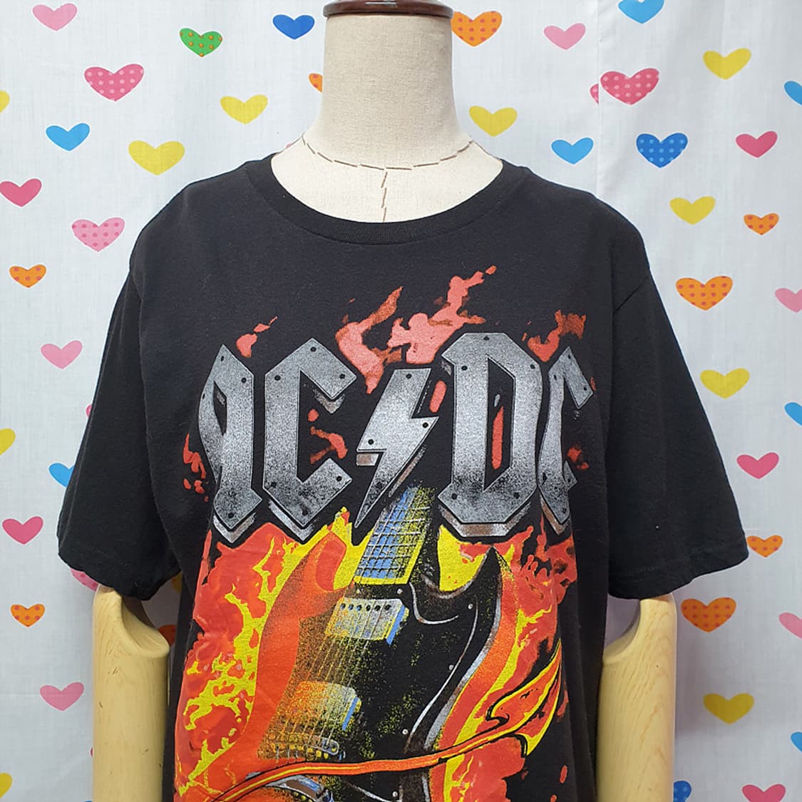 ACDC 락밴드 파이어 기타 악마 데빌 그래픽 프린팅 프린트 반팔티셔츠 상품이미지3