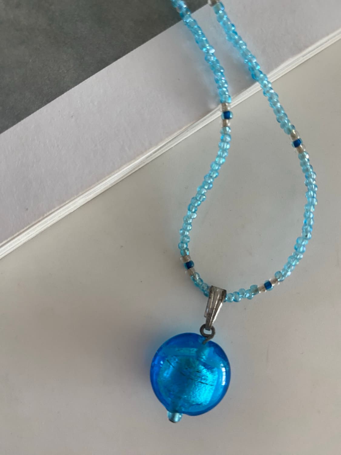 블루 비즈 목걸이 미국 빈티지 상품이미지2