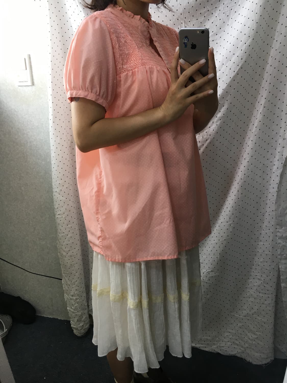 피치 핑크 도트 블라우스 상품이미지4