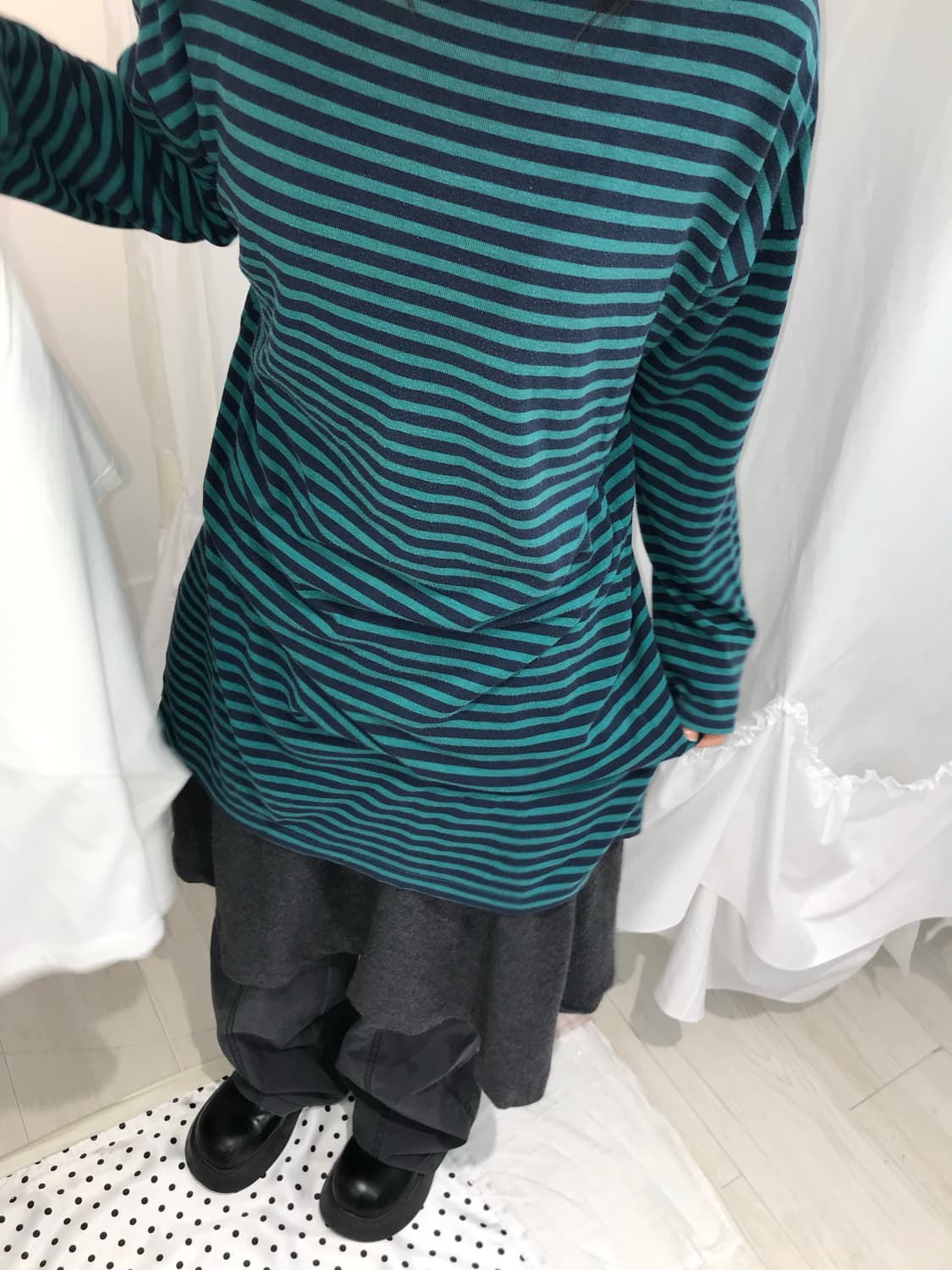 ⊹ Mint Navy Stripe Long Dress 상품이미지4