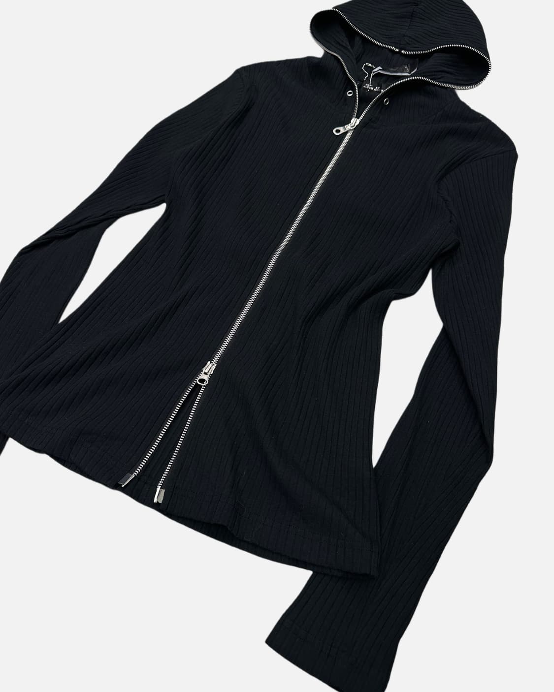 NOTA BENE ribbed black hood zip-up 상품이미지2