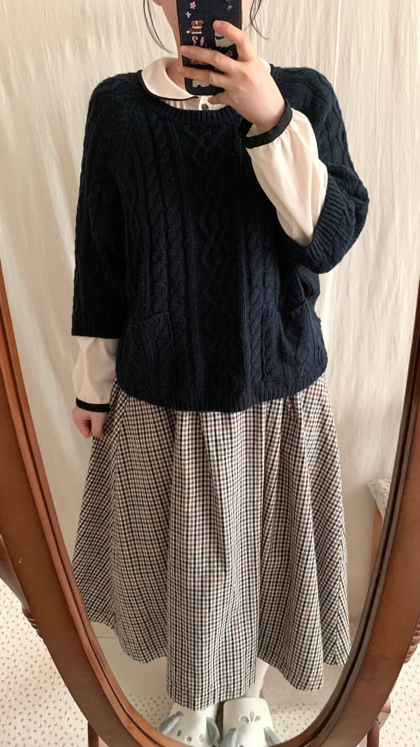 메리제인 둥근카라 배색 블라우스 상품이미지4