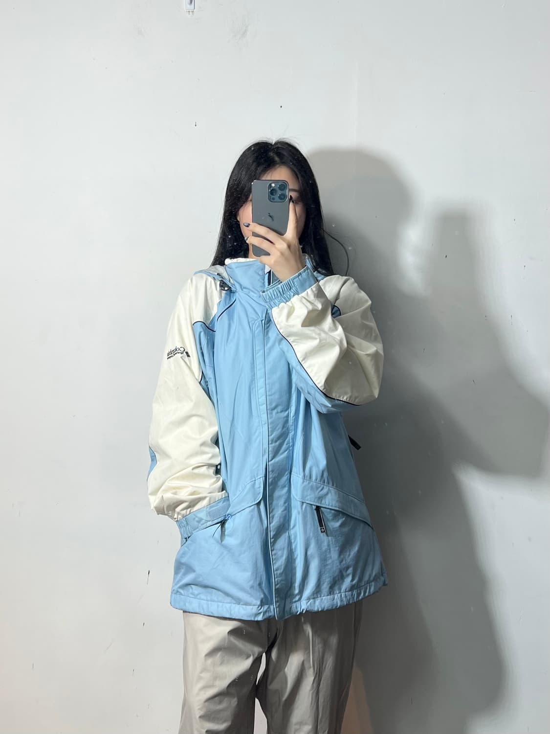 콜롬비아 대장급 화이트 배색 바람막이 L  상품이미지1
